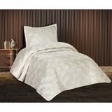 Goldroom Home Ranya Kadife Nakışlı Tek Kişilik Yatak Örtüsü - Krem - 180 x 250 cm