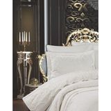 Goldroom Tesla Şönil Nakışlı Yatak Örtüsü - 250 x 240 cm - Krem