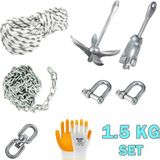 Goldsea Marine Tekne ve Şişme Bot Için Hazır Çapa Seti 1.5KG Şemsiye Çapalı - 1.5 Kg Set