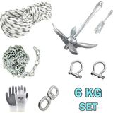 Goldsea Marine Tekne ve Şişme Bot Için Hazır Çapa Seti 6KG Şemsiye Çapalı - 6 Kg Set