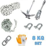 Goldsea Marine Tekne ve Şişme Bot Için Hazır Çapa Seti 8KG Şemsiye Çapalı - 8 Kg Set