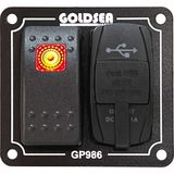 Goldsea Slim Model Switch Panel 1 Anahtar 1 Çiftli Usb Soketi 3.1A 12-24v Metal Çerçeveli - Siyah