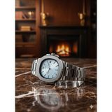 Goldwatches Patek Model Çelik Kasa Kordon Turkuaz Kadran Erkek Kol Saati - Eşref Tek Saati, Fosforlu, Takvimli, Su Geçirmez, Kelebek Klips - Turkuaz - Gümüş