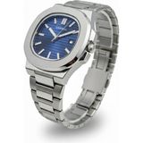 Goldwatches Patek Model Çelik Lacivert Kadran Erkek Kol Saati - Takvimli, Su Geçirmez, Kelebek Klips - Lacivert - Gümüş