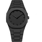 Goldwatches Siyah Polikarbon Arapça Kadran Su Geçirmez Unisex Kol Saati - Çelik Kelebek Klipsli, Dayanıklı ve Şık Tasarım