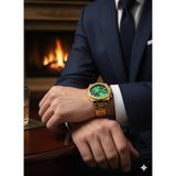 Goldwatches Versage Stil Çelik Erkek Kol Saati Gold Yeşil Kadran - Altın - Yeşil