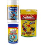 Goldy Mix %37 Protein Japon Balığı Yemi 125ml, Lotus 100ml Kutu, AHM 50gr Pellet ZipPack