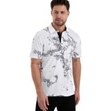 Gölge Desenli Spor Polo Yaka Erkek Kısa Kol Tişört (Beyaz, M)
