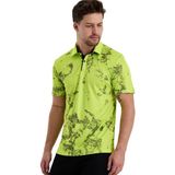 Gölge Desenli Spor Polo Yaka Erkek Kısa Kol Tişört (Neon Yeşil, XL)