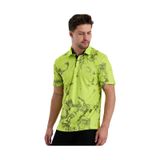 Gölge Desenli Spor Polo Yaka Erkek Kısa Kol Tişört Neon Yeşil