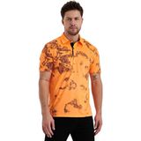Gölge Desenli Spor Polo Yaka Erkek Kısa Kol Tişört Oranj