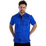 Gölge Desenli Spor Polo Yaka Erkek Kısa Kol Tişört Saks Mavi