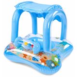 Gölgelikli Bebek Şamandırası, Tak Çıkar Güneşlikli Oyuncaklı Şişme Yüzme Simidi, 0-4 Yaş 25 Kg Taşıma Kapasiteli, Güneşe Dayanıklı Sevimli Floatör, Havuz Deniz Yaz Tatili İçin Bebek Şamandırası