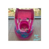 Gölgelikli Pembe Renk Bebek Deniz Simidi, Bebek Havuz Simidi, 0-3 Yaş 71cm*60cm