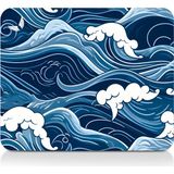 GoLite Classic - 27x23 Wave Gaming Oyuncu Mouse Pad Kaymaz Taban Büyük Klavye Fare Altlığı Mousepad - Mavi - Beyaz