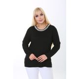 GOLVEN Büyük Beden Yakası İşlemeli Bluz