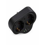 Golyat 2'li Priz, USB ve Type-C Girişli, Topraklı, İkili Priz Çoklayıcı, 16A 250V, 2P+2E, Çift Çıkışlı, Elektrik Priz Adaptörü, Ev, Ofis ve Atölye İçin Pratik Priz Çoğaltıcı (Siyah)