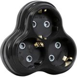 Golyat Fiş, Üçlü Topraklı Priz Duvar Tipi Çoklayıcı Fiş, 16A 250 Volt, Max 3600 Watt (Siyah