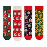 Goma Goma Socks Gingerbread, Ev Ve Kardan Adam Desenli 4’Lü Yılbaşı Çorap Seti