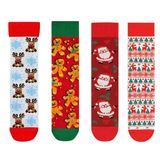 Goma Goma Socks Noel Baba, Geyik Ve Zencefilli Adam Desenli 4’Lü Yılbaşı Çorap Seti