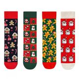Goma Goma Socks Yılbaşı Temalı Noel Baba Ve Kurabiye Desenli 4’Lü Yılbaşı Çorap Seti