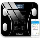 GOMAX Dijital Baskül Yağ Su Kas Vücut Kitle Endeksi Kilo Ölçer Cam LCD Ekranlı
