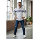 Gömlek Galerisi Erkek Dar Kesim Pano Desen Uzun Kollu Spor Gömlek - Beyaz - Gri - Yeşil - 2XL