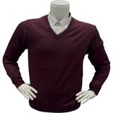 Gömlek Galerisi Erkek Regular Fit Düz V Yaka Yünlü Triko Kazak - Bordo - 3XL