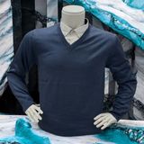 Gömlek Galerisi Erkek Regular Fit Düz V Yaka Yünlü Triko Kazak - Petrol Mavisi - 3XL
