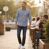 Gömlek Galerisi Klasik Geniş Kesim Çift Cepli Ekoseli Uzun Kollu Erkek Gömlek - Mavi - XL