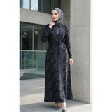 Gömlek Yaka Fermuarlı Bağcıklı Modal Elbise 0235-04 Siyah - 48 - 50
