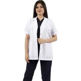 Gömlek Yaka Kısa Kol Beyaz Bayan Doktor Öğretmen Hemşire Laboratuvar Önlüğü - 2XS