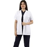 Gömlek Yaka Kısa Kol Beyaz Bayan Doktor Öğretmen Hemşire Laboratuvar Önlüğü - XS