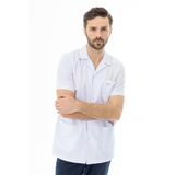 Gömlek Yaka Kısa Kol Erkek Doktor Önlüğü Alpaka Kumaş Beyaz (Beo106)