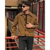 Gömlek yaka, oversize-fit, Old Money Culture, düğmeli, kaşe kumaş ceket 24USEC05 - XL - Vizon - Relax Fit