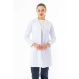 Gömlek Yaka Uzun Kol Kadın Doktor Önlüğü Alpaka Kumaş Beyaz (Rnko101)