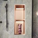 Gömme Duş Yuvası Duvara Monte Paslanmaz Çelik Su Geçirmez Banyo Rafı Duvara Monte Depolama Dolabı LED Işıklı 2 Katmanlı Depolama Rafı Kurulum