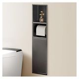 Gömme Paslanmaz Çelik Duş Nişleri Çöp Kovası - Banyo Depolama için Çift Katmanlı Su Geçirmez Düzenleyici Raf, Gri 80x18x12.5cm, Yerden Tasarruflu Çözüm.