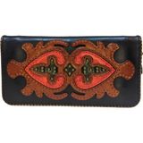 Gön El Yapımı (Handmade) Çok Bölmeli Hakiki Deri Kadın Cüzdan Isfahan 40020 - Siyah