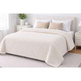 Gön Ev ve Otel Tekstili 220 x 240 cm Çift Kişilik Polyester Battaniye – Yumuşak Dokulu, Kışlık - Krem