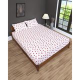 Gön Ev ve Otel Tekstili Kalp Desenli Lastikli Çarşaf Seti 180 × 200 cm + 2 Adet 50 × 70 cm Yastık Kılıfı - 180X200 - Renkli