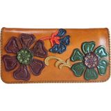 Gön Oşum El Yapımı (Handmade) Çok Bölmeli, Bozuk Para ve Bol kartlık Alanlı Kadın Deri Cüzdan 40062 - Taba
