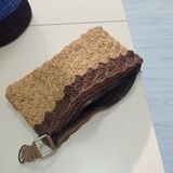 Gonca Concept Kadın El Örgüsü Clutch Çanta - 028-Kahverengi - 35X25