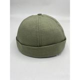 Gonca Şapka Lüks Keten Takke Docker Retro Şapka - 55 - 60 cm - Haki