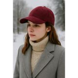 GONCA ŞAPKA Unisex Yetişkin Kasket Bordo Standart Süet Nubuk Günlük Kullanım Arkadan Ayarlı Düz Desen Kep