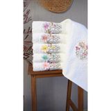 Gonca Tekstil Pamuklu 3D Nakışlı 6 Adet 50 x 90 cm El Yüz Havlusu - 50 x 90 cm - 02S-Kahverengi