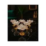 GONCAEV Gold Ayaklı Cam Lotus Çiçeği Desenli Sunum Lokumluk | Kahve Yanı Atıştırmalık ve Şekerlik | 6 lı Set