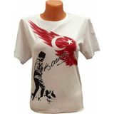 Gönder Bayrak Koca Tepe Atatürklü Ve Türk Bayraklı Tişört - M - Beyaz