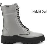 GÖNDERİ Kadın Gri - Gri Fermuarlı Kauçuk Taban Hakiki Deri Postal Bot