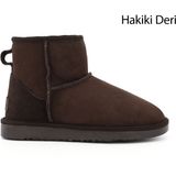 Gönderi® Kadın Kahve Nubuk Kısa Hakiki Deri Kürklü Bot